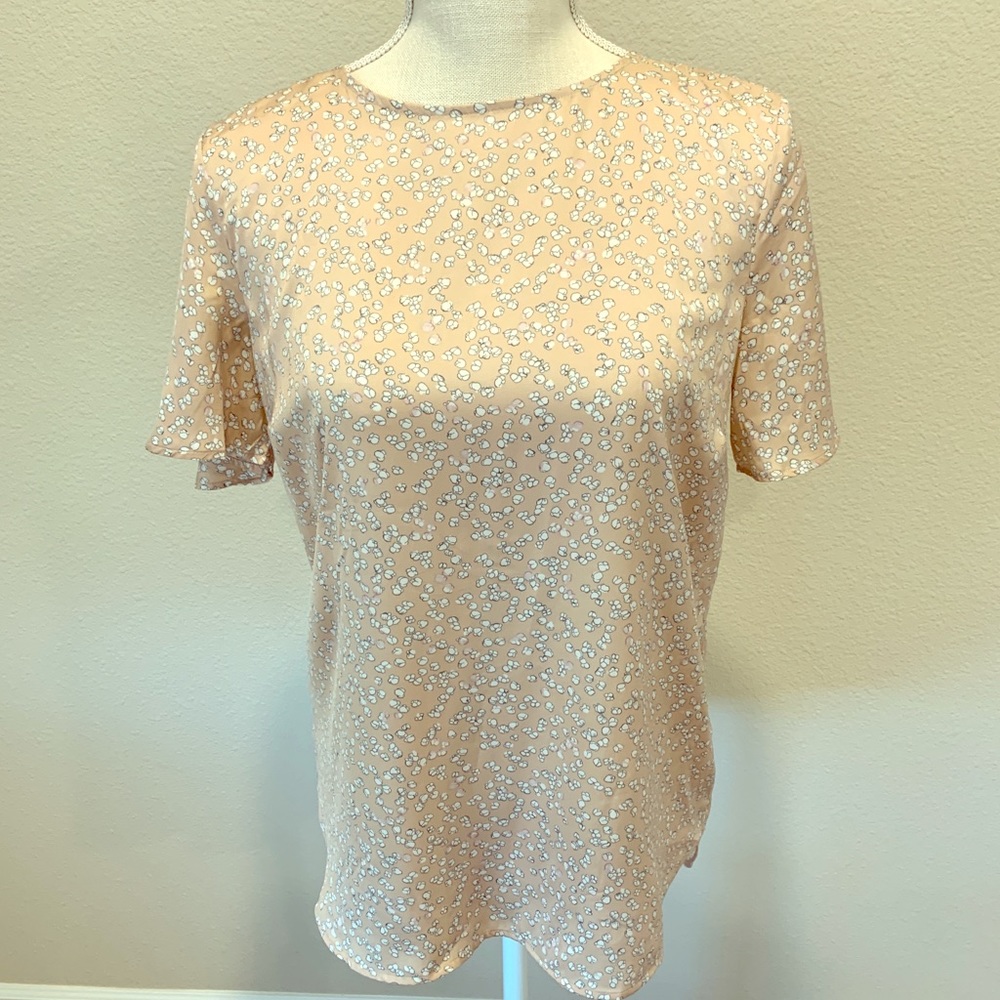 Ann Taylor Flutter Sleeve Satin Blouse